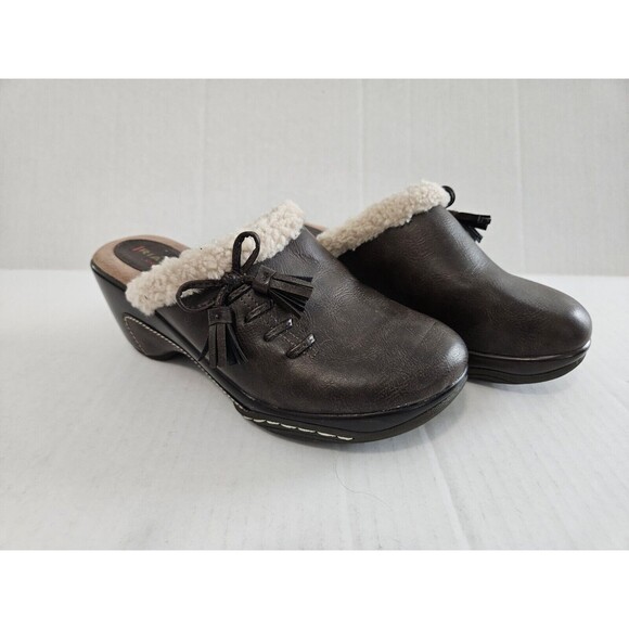 Rialto Fuzzy Trimmed Mules Clogs With Side Tassels Size 9 - Picture 1 of 8